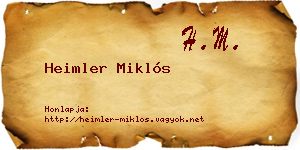Heimler Miklós névjegykártya